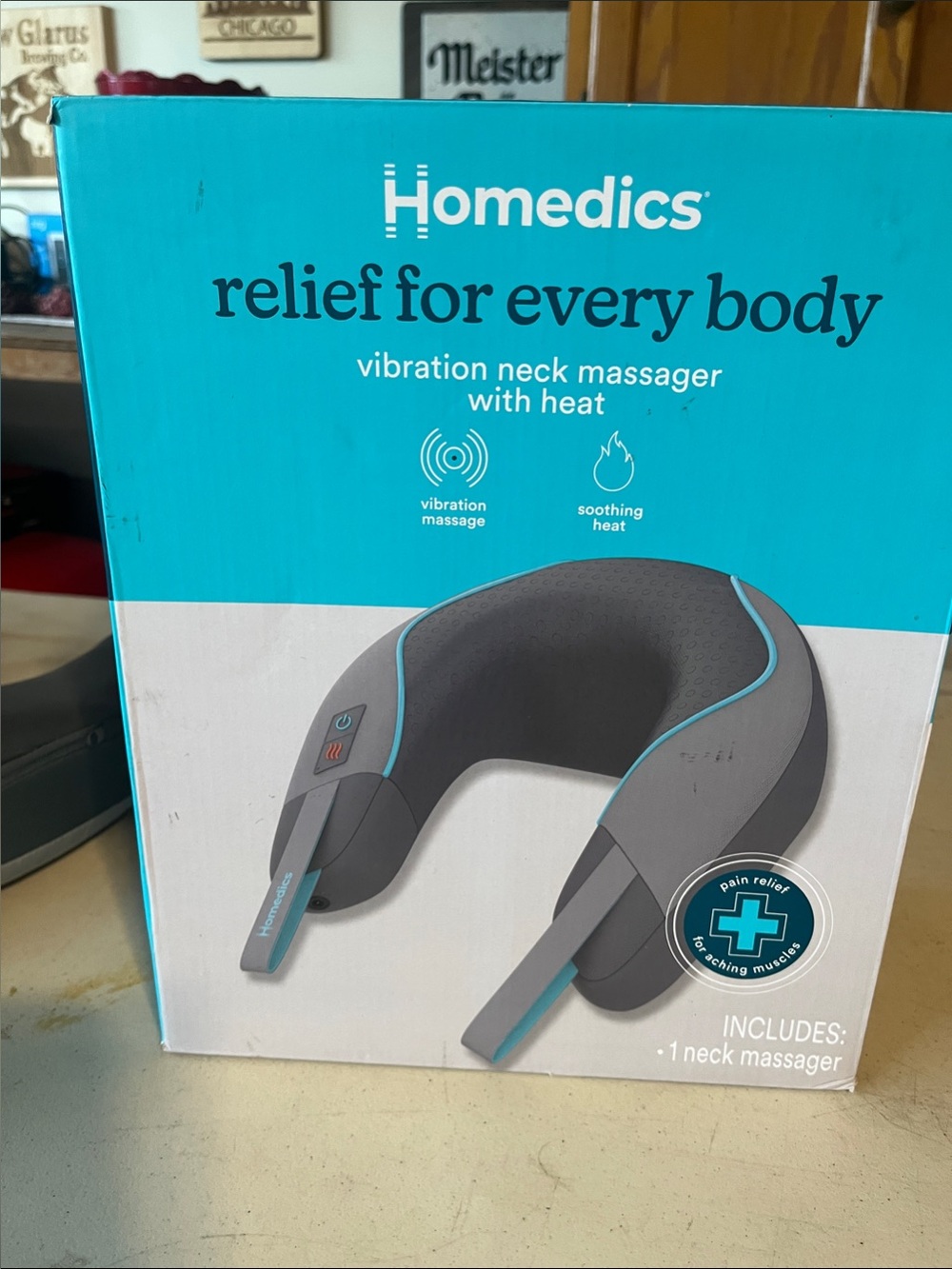 Homedics Gray and Teal Vibration Neck Massager with Heat